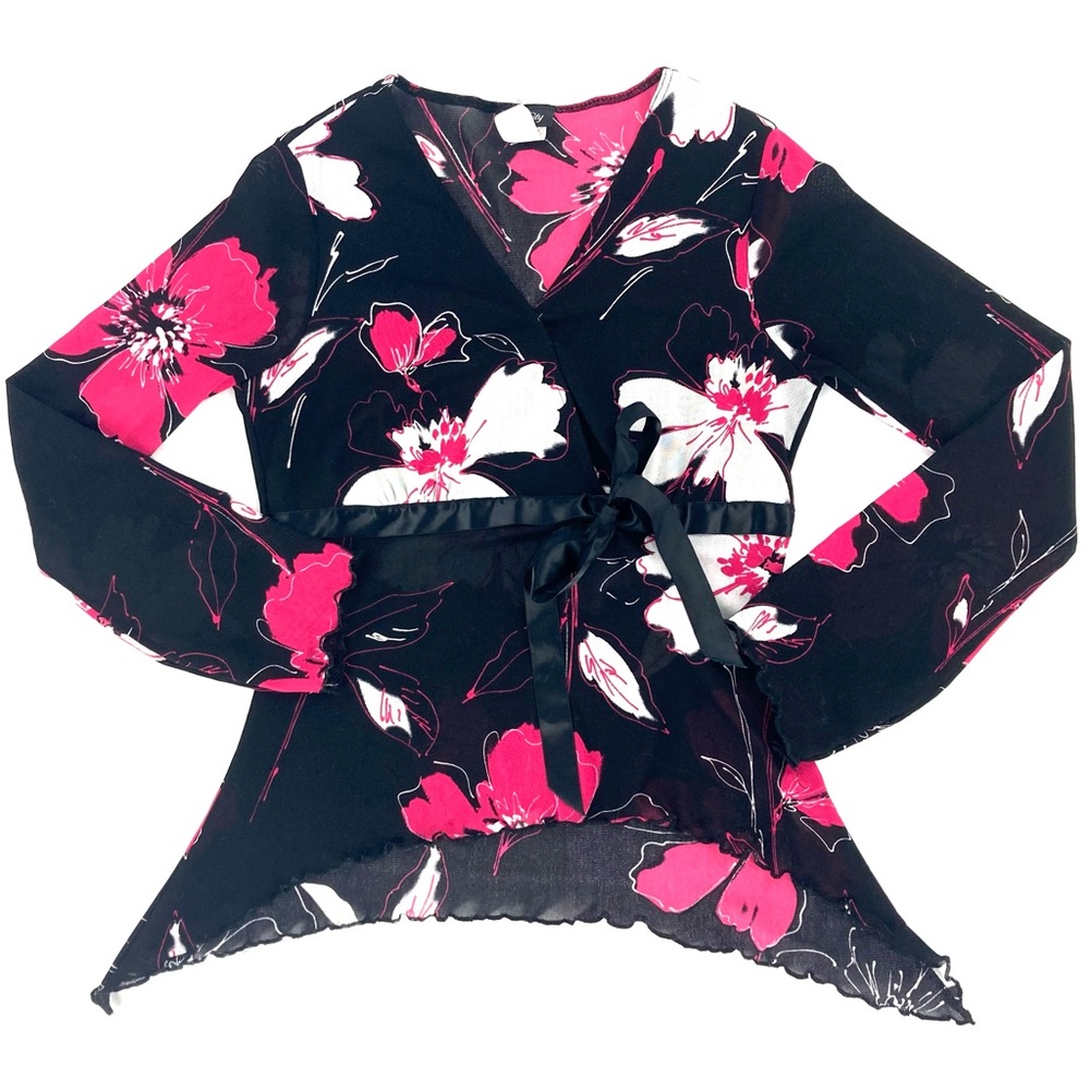 beautiful black sheer lettuce hem top